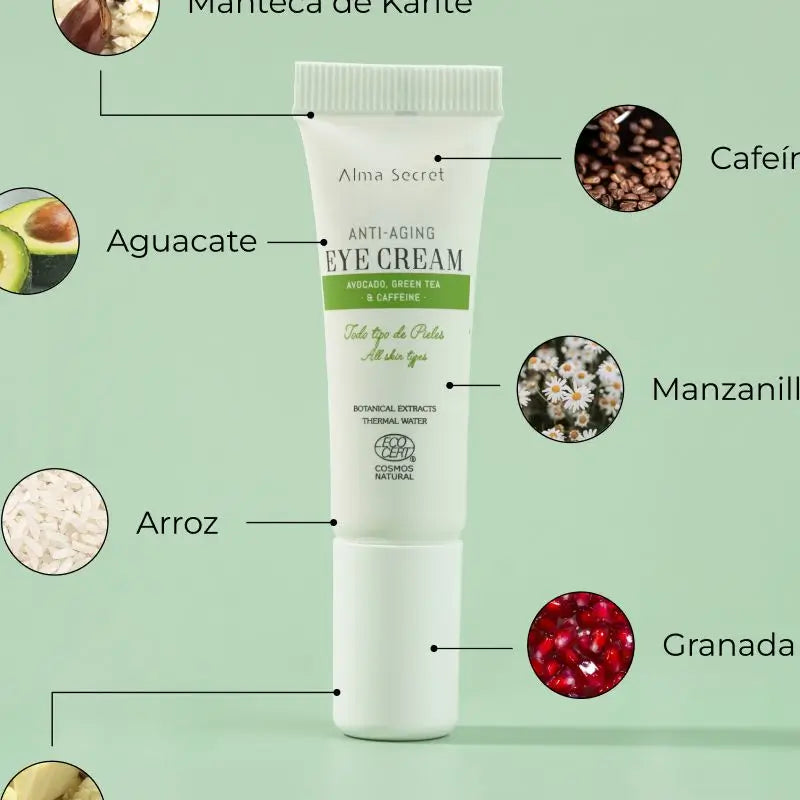 Alma Secret Anti-Aging Eye Contour Tube Avocado, Green Tea & Caffeine