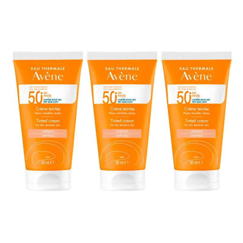 Avène Sensitive Skin Sun Cream Spf 50+ Colour, 3 x 50 ml
