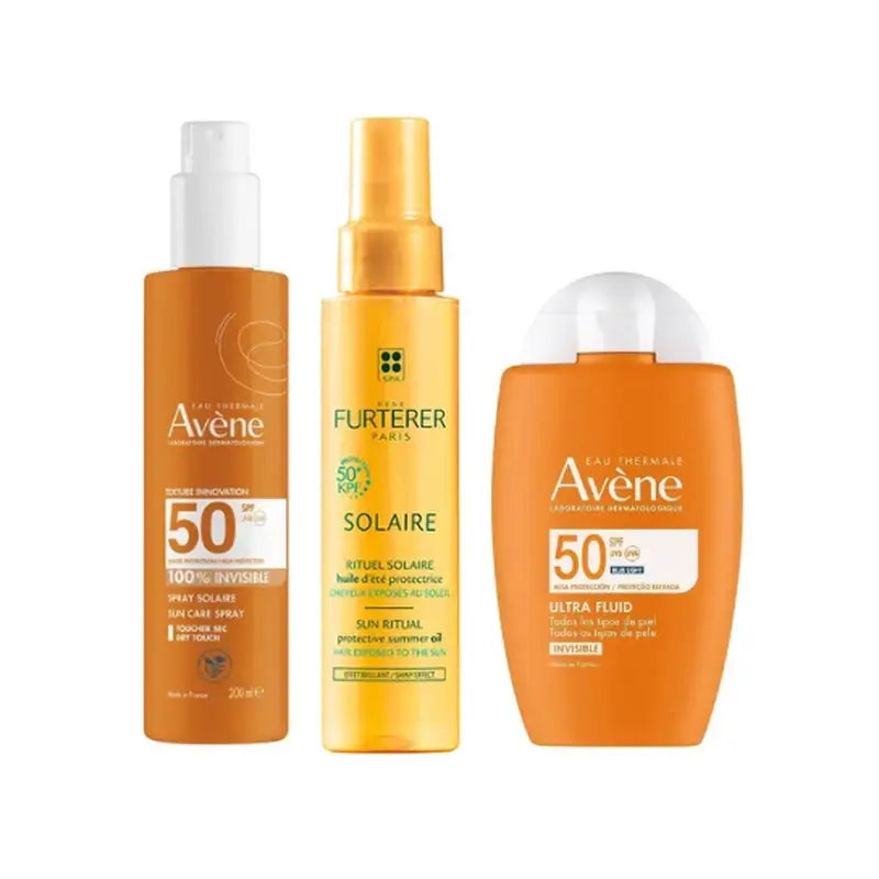 Avène Ultra Invisible Fluid Spf50 50 Ml + Invisible Spray Spf50 200 Ml + Protective Sun Oil Kpf 50⁺ 100 Ml