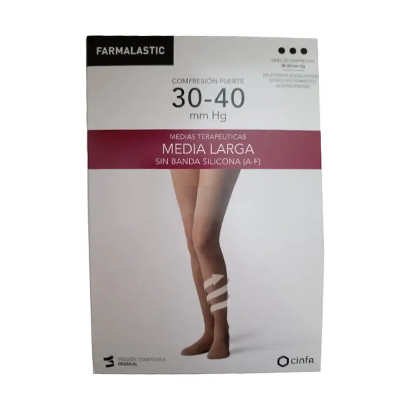 Farmalastic Long Stocking Strong Compression Beige, Size M