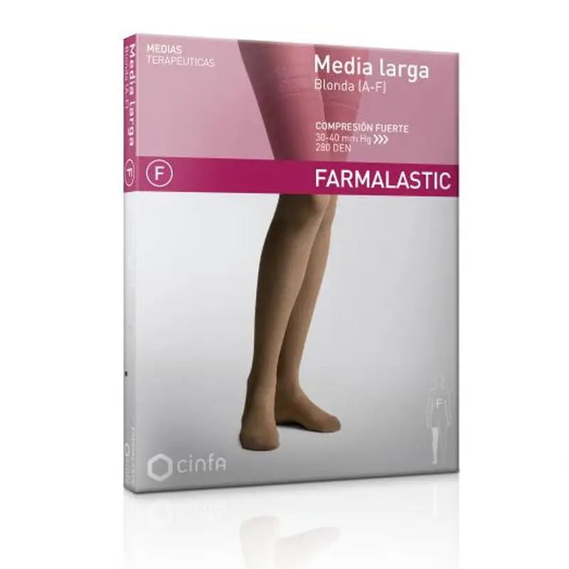 Farmalastic Media Larga Blonda Compresión Fuerte Talla Reina Plus