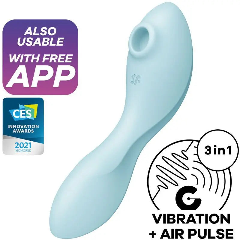 Satisfyer Connect Curvy Trinity 5 Estimulador Y Vibrador App - Azul