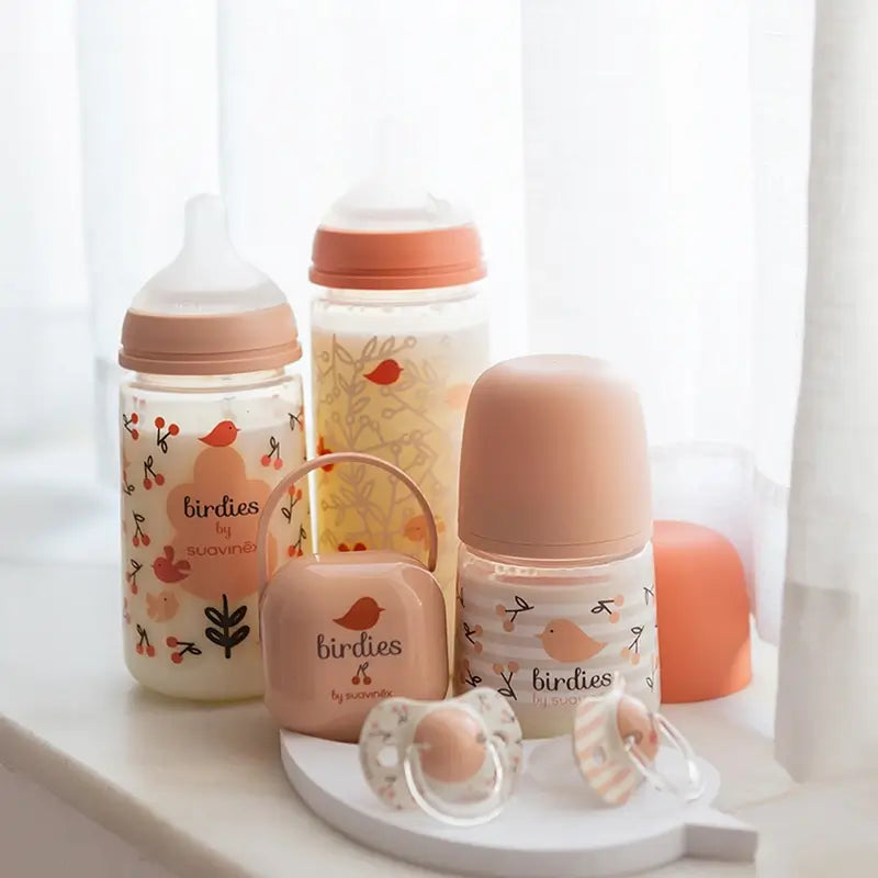 Suavinex Baby Bottle Teat Sx Pro Medium Flow (M) +3 Months Birdies Pink, 270 ml