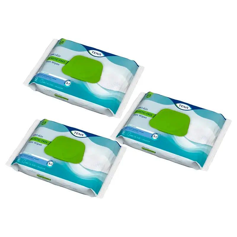 TENA ProSkin Plastic-free Wet Wipes 3 x 48 pieces - 1 MONTH per absorbent change