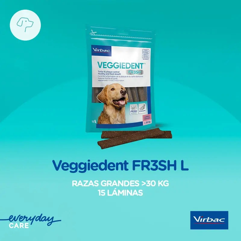 Virbac Veggiedent Fr3sh L, Dental Snacks for Large Breed Dogs
