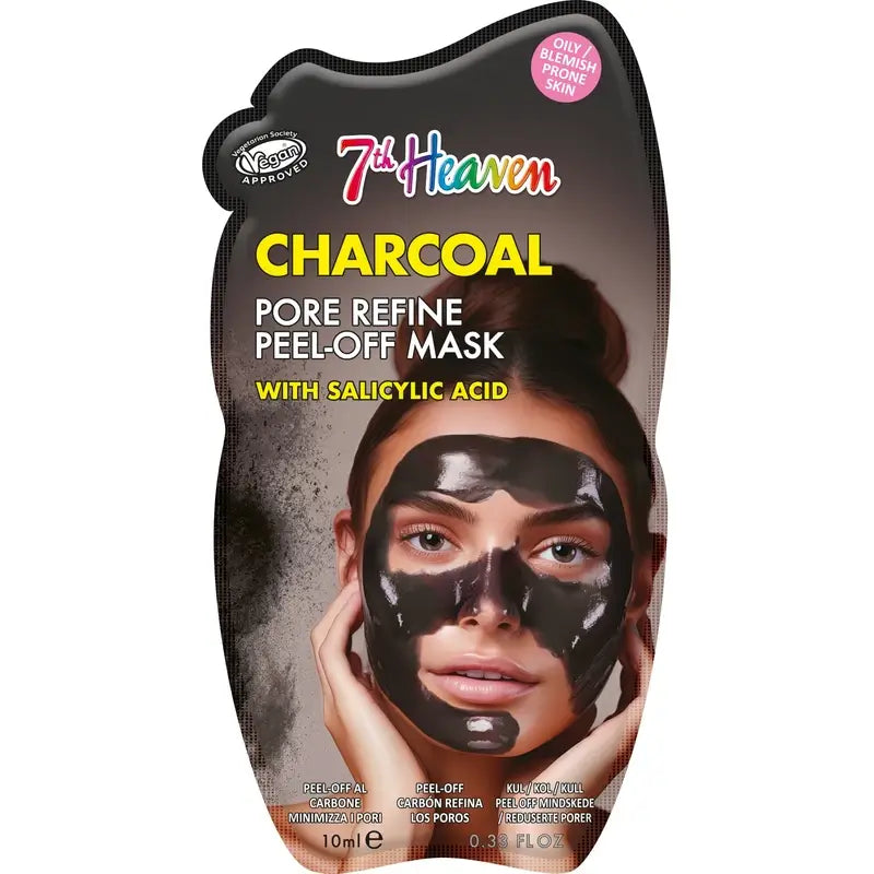 7 Heaven Peel-Off Charcoal Mask With Salicylic Acid Refines Pores , 10 ml