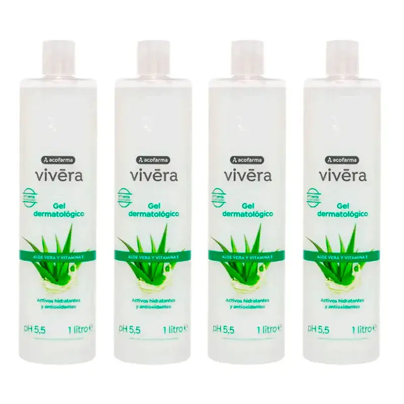 Acofar Vivera Aloe Vera Vitamin E Gel, Pack 4 x 1 Litre