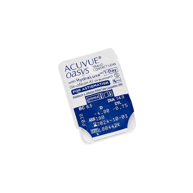 Acuvue Oasys 1 Day With Hydraluxe Daily Toric Lenses , 30 units - -3.25, -1.75, 90, 8.5, 14.30
