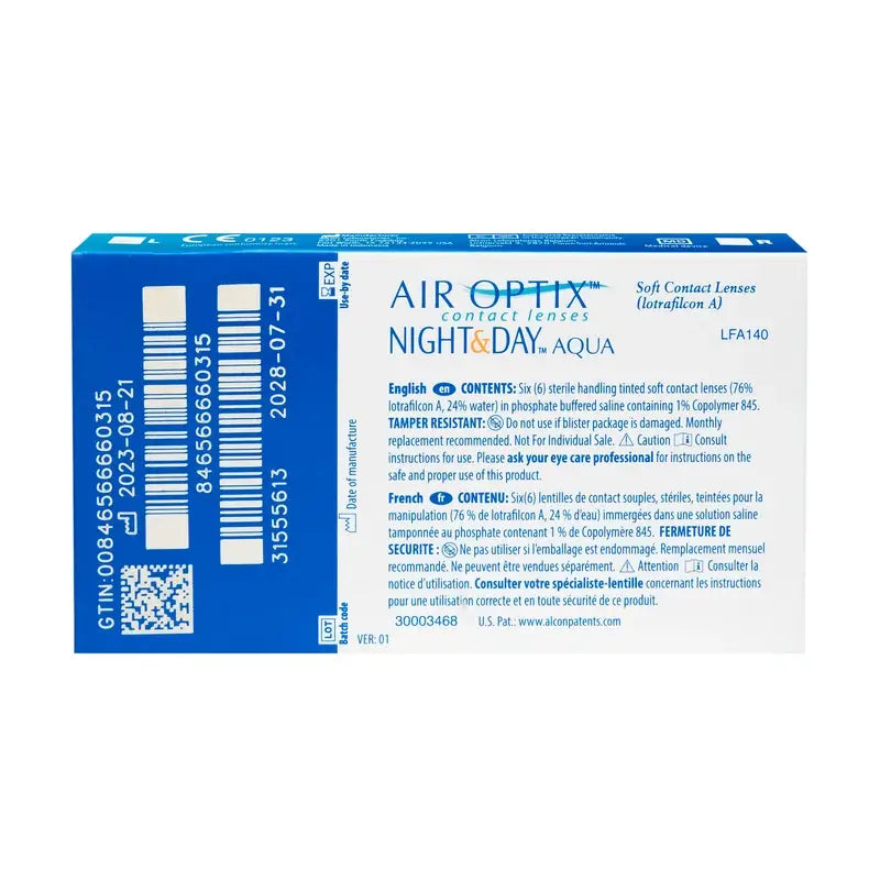 Air Optix Night&Day Aqua Spherical Monthly Contact Lenses, 6 units - -4.00, 8.6, 13.8