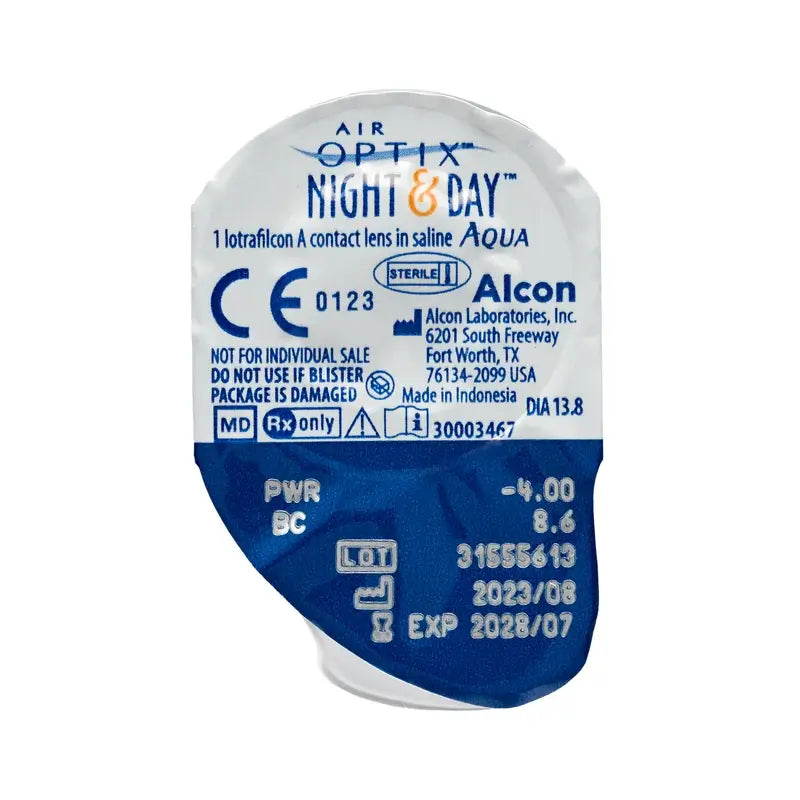 Air Optix Night&Day Aqua Spherical Monthly Contact Lenses, 6 units - -5.25, 8.6, 13.8