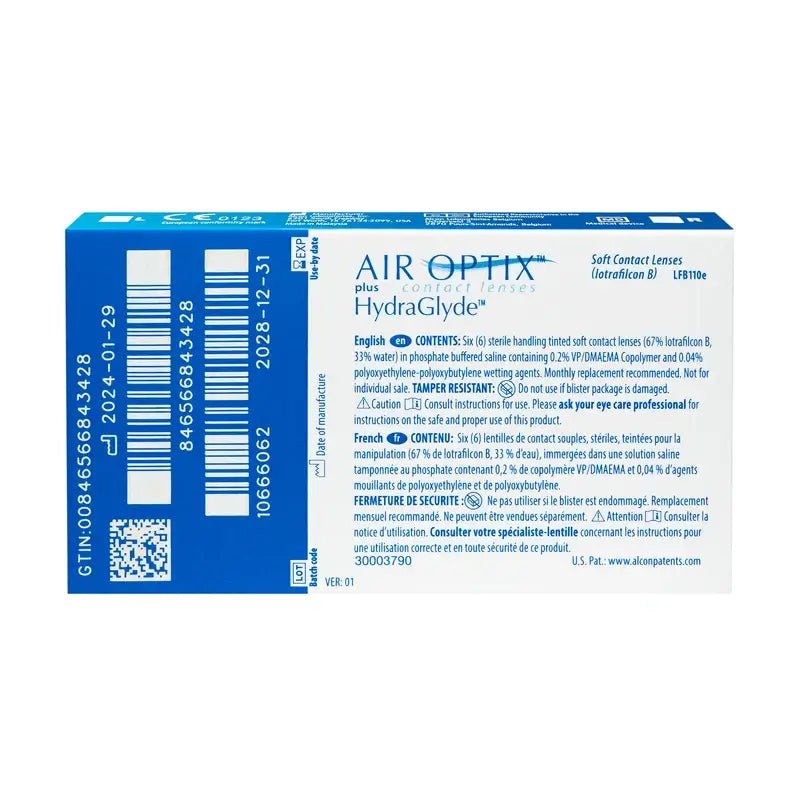 Air Optix Plus Hydraglade Monthly Spherical Contact Lenses, 6 units - -4.25, 8.6, 14.2