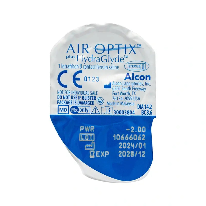Air Optix Plus Hydraglade Monthly Spherical Contact Lenses, 6 units - -10.50, 8.6, 14.2