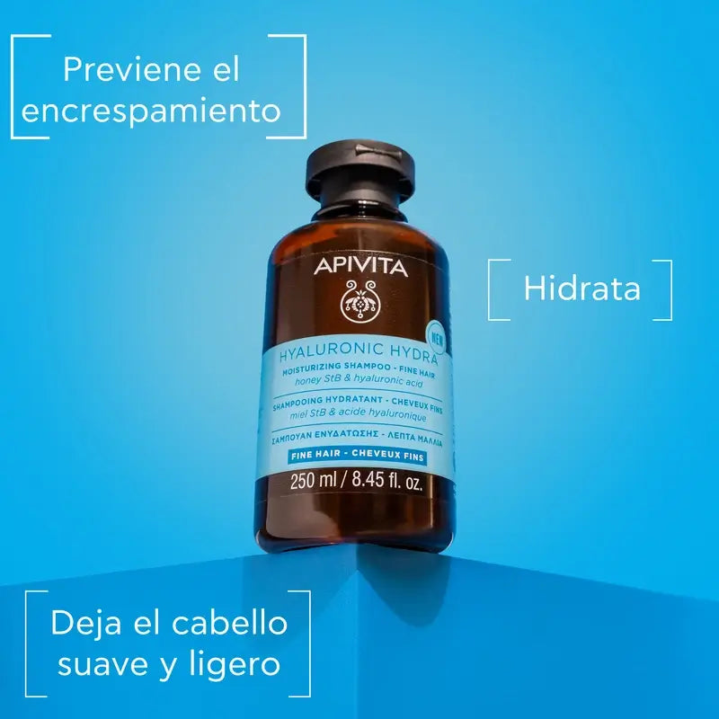 Apivita Hyaluronic Hydra Moisturising Shampoo Fine Hair, 250 Ml