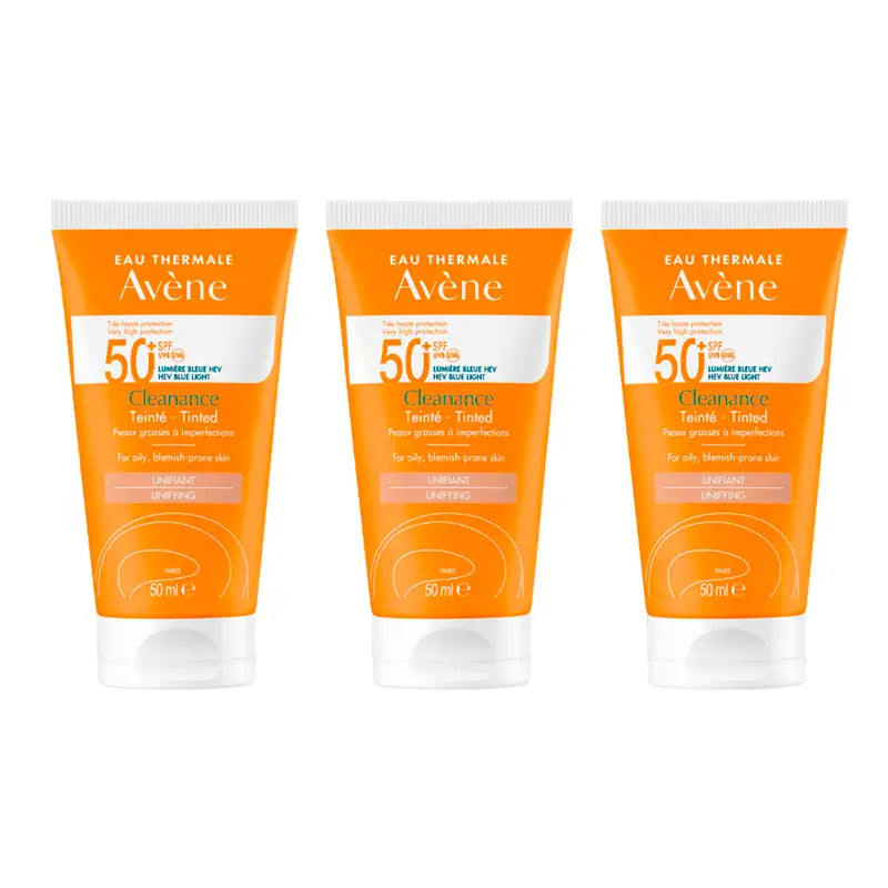 Avène Cleanance Spf 50+ Face Protector With Colour, 3 x 50 ml