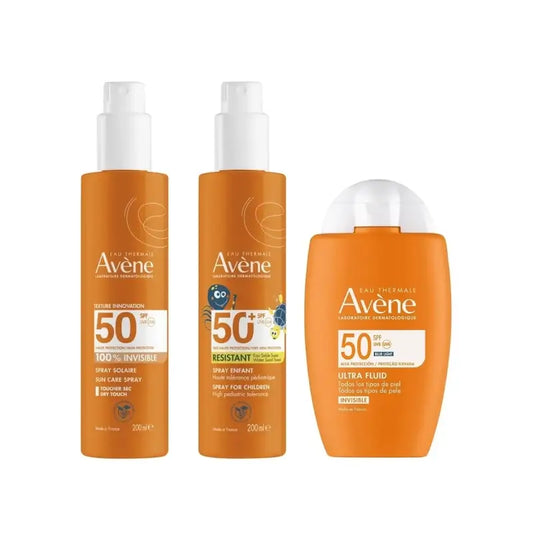 Avène Ultra Invisible Fluid Spf50 50 Ml + Invisible Spray Spf 50 200 Ml + Spray Spf 50+ for Children 200 Ml