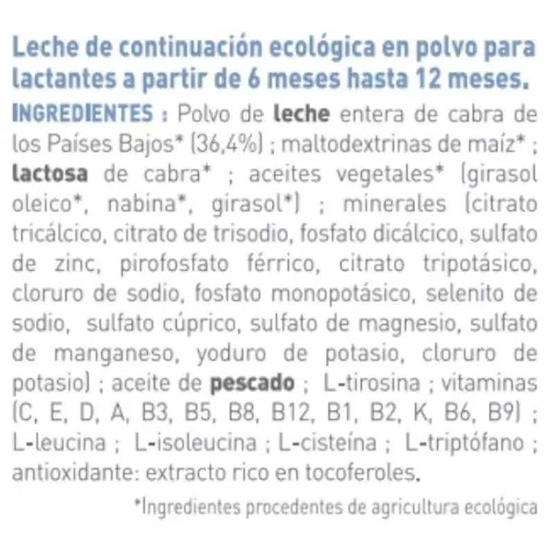 Babybio Caprea 2 Goat Milk 6-12 Months, Pack 8 x 800 g