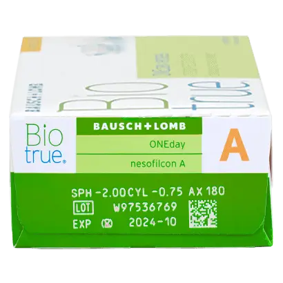 Biotrue One Day Daily Toric Lenses , 30 units - -0.00, -1.25, 170, 8.4, 14.50