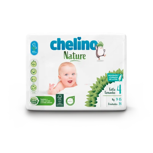 Chelino Nature Nappy Size 4 (9-15 Kg) , 34 units