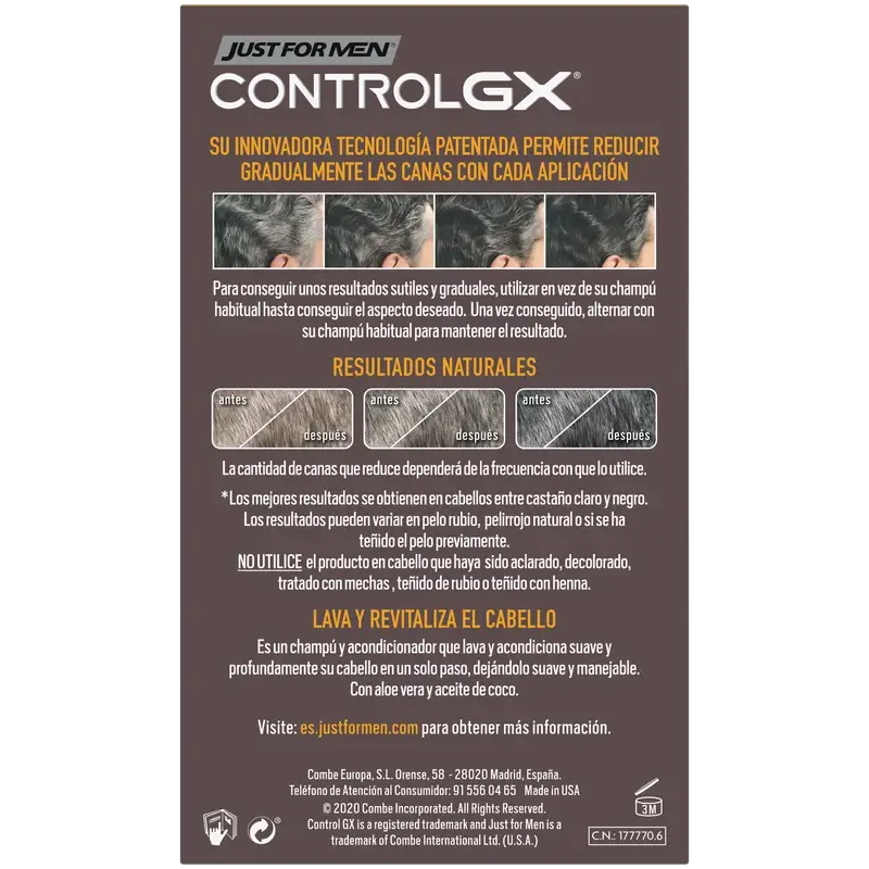 Just For Men Control Gx Grey Hair Reducer 2 In 1 Shampoo and Conditioner 118 ml