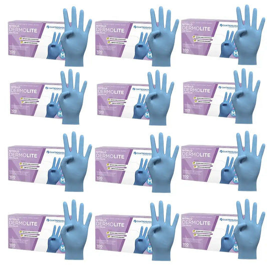 Cuatrogasa Dermolite Powder Free Nitrile Gloves Blue Size M, 2X100 Units