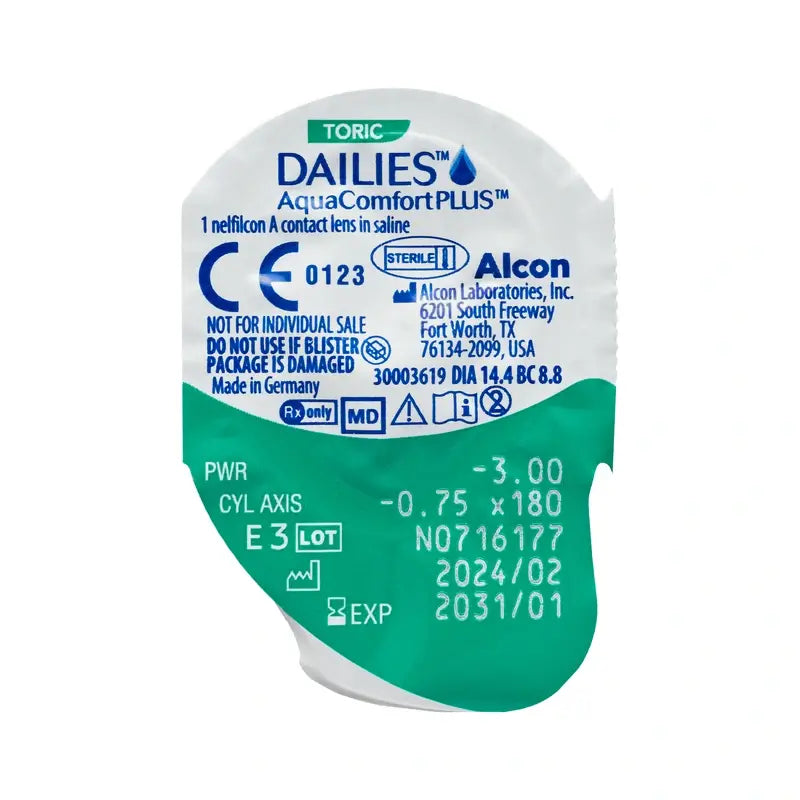 Dailies AquaComfort Plus Daily Toric Lenses , 90 units - -4.50, -0.75, 90, 8.8, 14.40