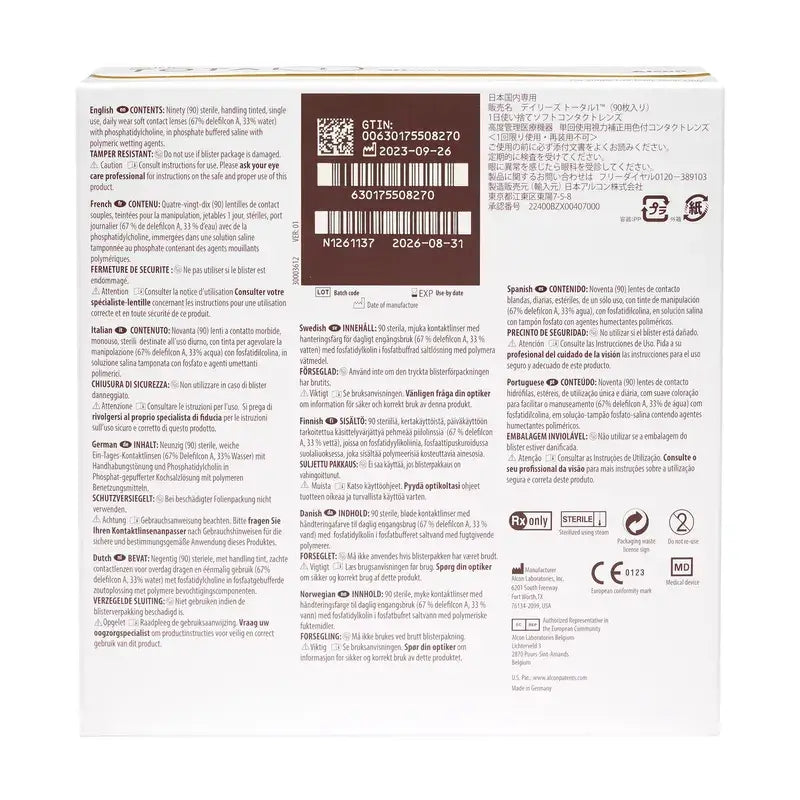 Dailies Total1 Daily Spherical Lenses , 90 units - -1.00, 8.5, 14.1