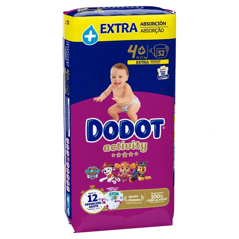 Dodot Activity Size 4+ Extra Jumbo (10-15Kg), 52 Nappies
