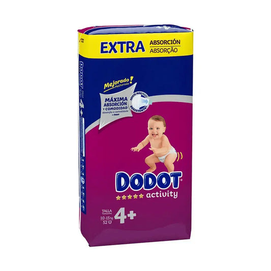Dodot Activity Nappy Extra Jumbo Size 4+ (10-15Kg), 52 units.
