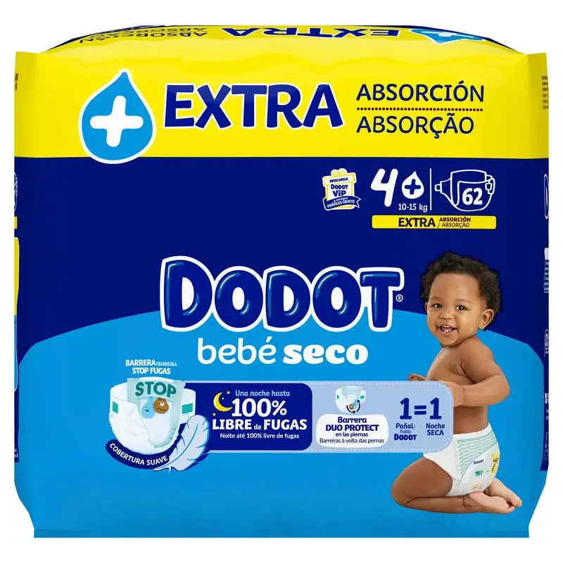 Dodot Baby Dry Size 4 (10-15kg), 62 Nappies