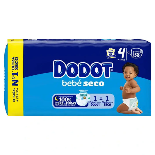 Dodot Baby Dry Size 4 (9-14 Kg), 58 Nappies