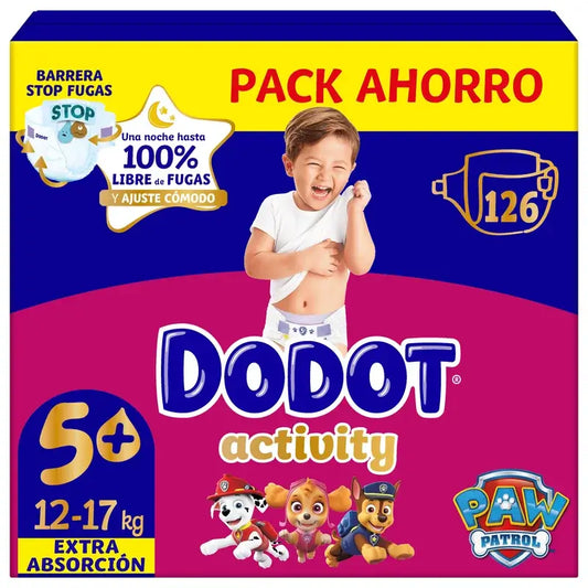 Dodot Activity Size 5+, 12kg-17kg, 126 Nappies
