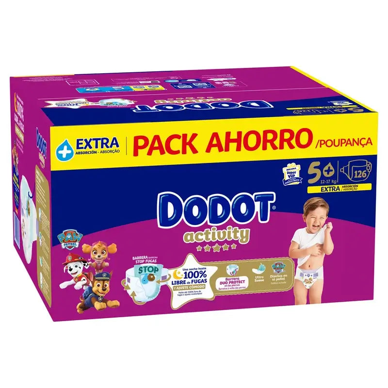 Dodot Activity Size 5+, 12kg-17kg, 126 Nappies