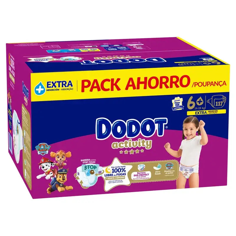 Dodot Activity Size 6+, 14kg-19kg, 117 Nappies