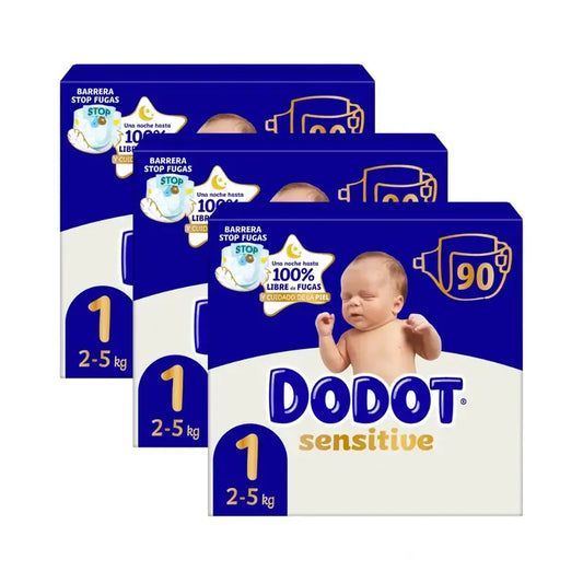 Dodot Sensitive Nappy Sensitive Jumbo Pack Size 1, 3X90 Units