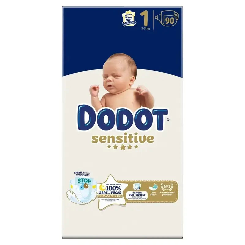 Dodot Sensitive Nappy Sensitive Jumbo Pack Size 1, 3X90 Units