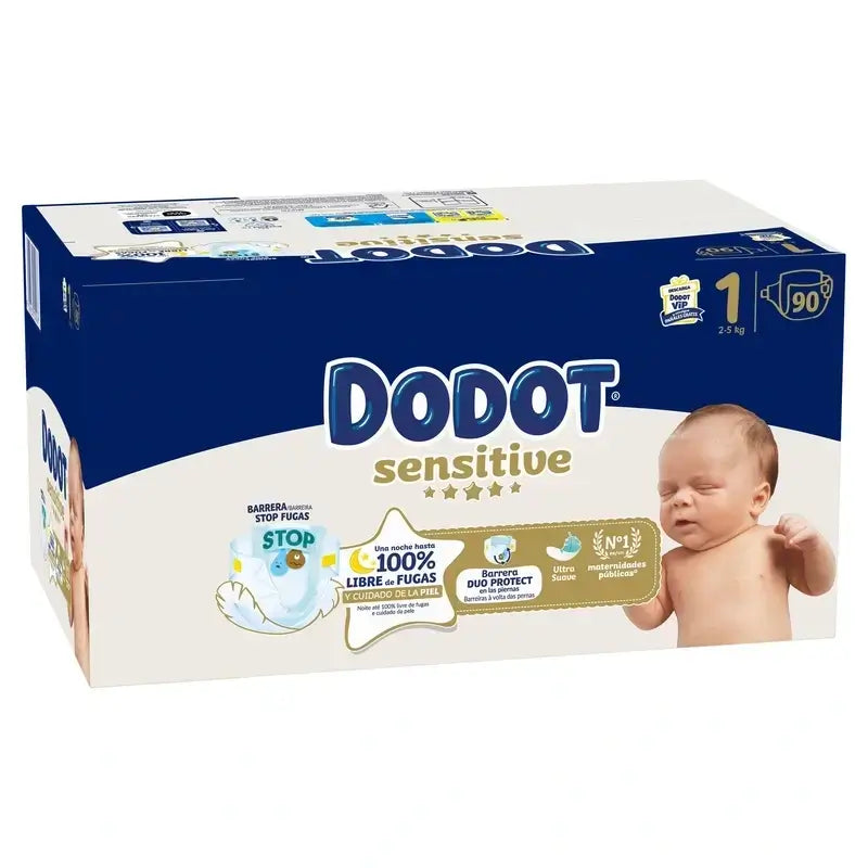 Dodot Sensitive Nappy Sensitive Jumbo Pack Size 1, 3X90 Units
