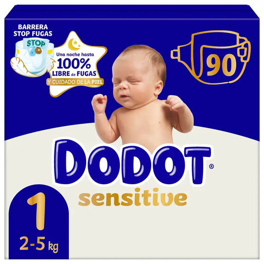 Dodot Sensitive Size 1, 2kg-5kg, 90 Nappies