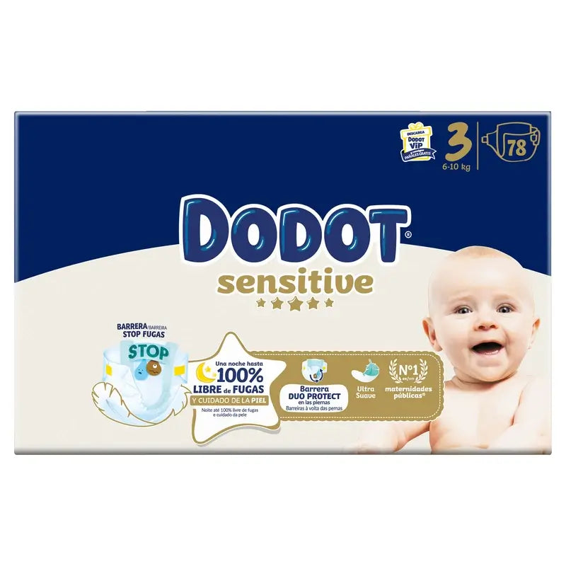 Dodot Sensitive Size 3, 6kg-10kg, 78 Nappies