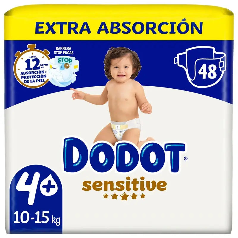 Dodot Sensitive Nappies Extra Absorbency 10-15 kg Size 4+, 48 Pcs.