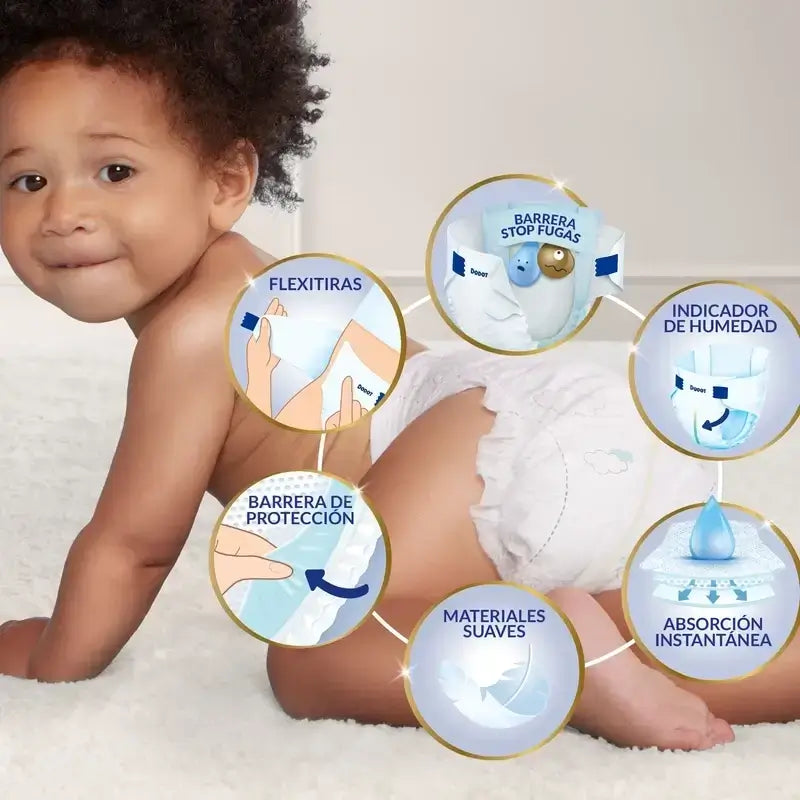 Dodot Sensitive Size 6 Extra-Jumbo, Pack 2 x 41 Nappies + Pure Aqua Baby Wipes, 288 Pcs.