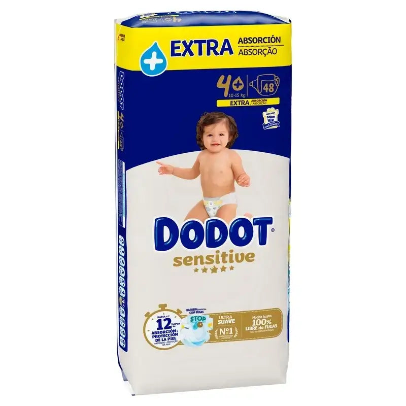Dodot Sensitive Nappies Extra Absorbency 10-15 kg Size 4+, Pack 2 x 48 Units