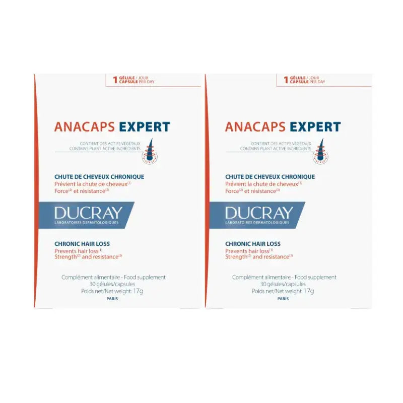 Ducray Anacaps Expert Anti-Hair Loss Supplement, Pack 2 x 30 Capsules