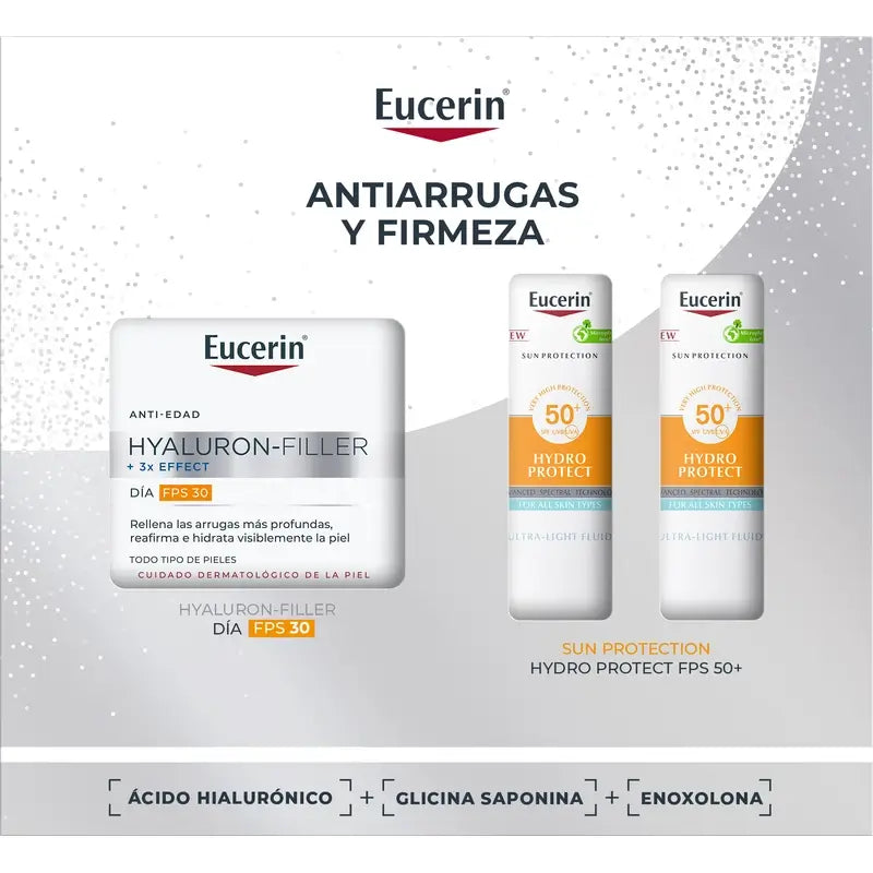 Eucerin Pack Anti-Ageing Hyaluron-Filler Day Cream Fps 30 50Ml + 2 Minis Sun Hydro Protect Fps 50+ 2X5Ml