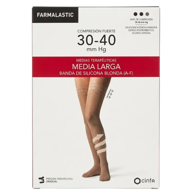 Farmalastic Long Stocking Blonda Strong Compression Beige, Size M