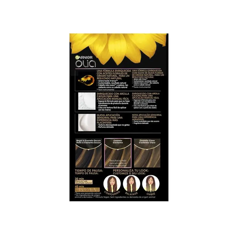 Garnier Olia Highlights Ammonia-Free Permanent Colouring With Natural Floral Oils - Brown Tone
