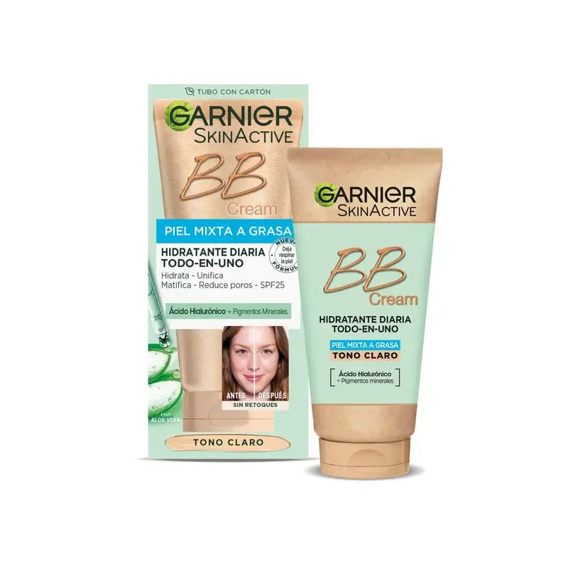 Garnier Skinactive Mattifying Bb Cream For Combination To Oily Skin Light Tone. All In One Moisturiser With Colour Spf 25, 50Ml