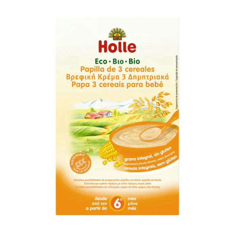 Holle Bio Wholegrain Three Grain Cereal Porridge, From 6 Months 250 g