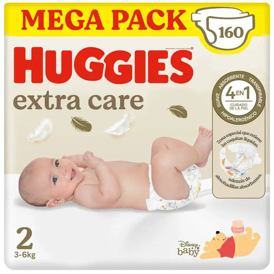 Huggies Extra Care Size 2 (4-6 Kg) Disney Baby Diaper, 160 Pcs.