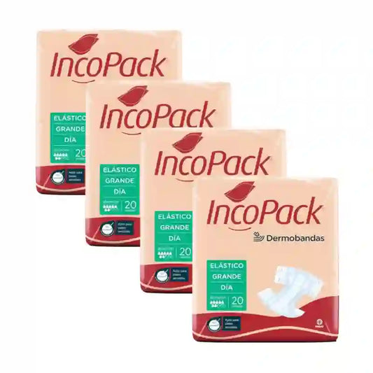 Incopack Anatomical Elastic Day Large Size , Pack 4, 320 Units