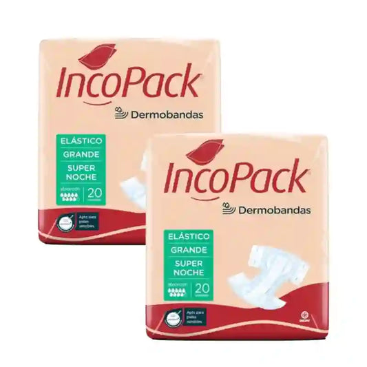 Incopack Anatomical Elastic Anatomical Super Night Large Size , Pack 3, 240 Units
